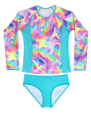 Salty Ink Girls Long Sleeve Rashvest Set - Soda Swirl