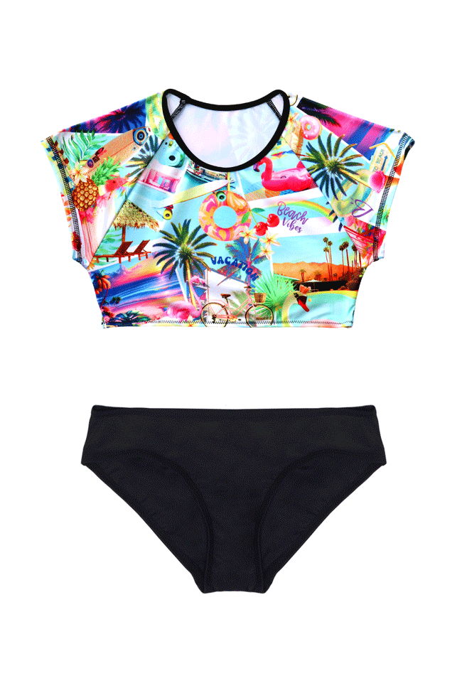 Salty Ink Girls Crop Bikini - Summer Vacay