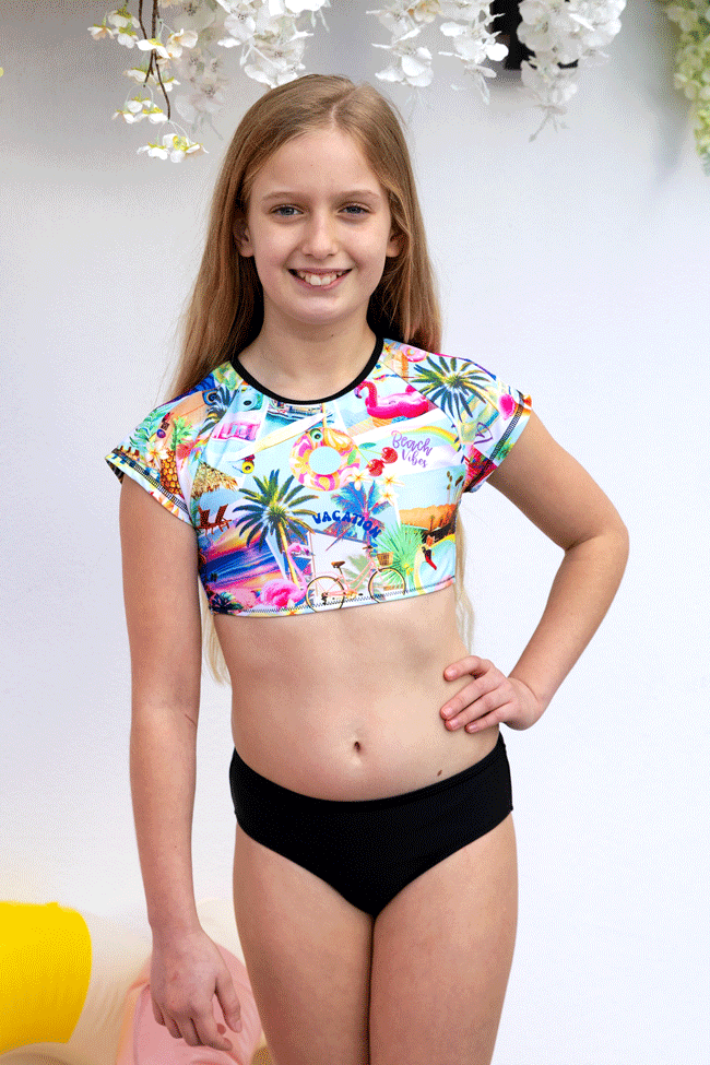 Salty Ink Girls Crop Bikini - Summer Vacay