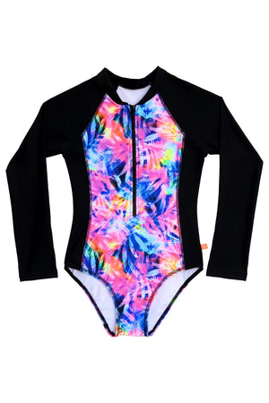 Salty Ink Girls Long Sleeve Surfsuit - Sugar Palm