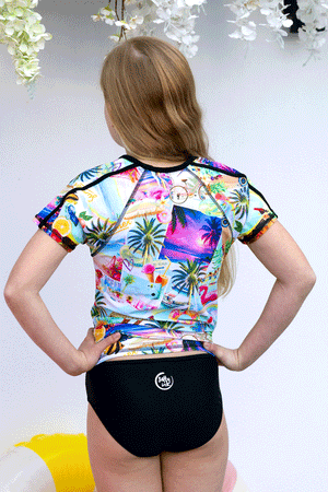 Salty Ink Girls Short Sleeve Rashvest Set - Summer Vacay