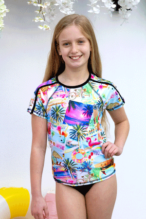 Salty Ink Girls Short Sleeve Rashvest Set - Summer Vacay