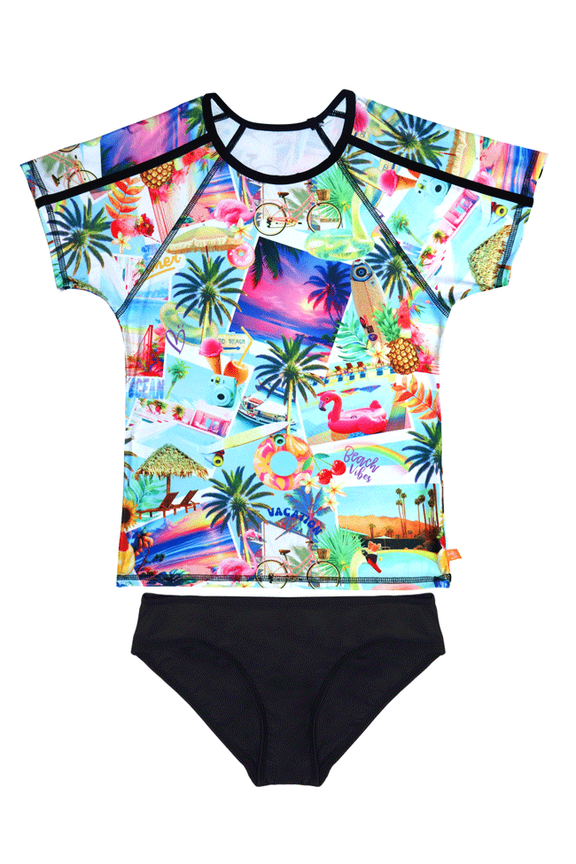 Salty Ink Girls Short Sleeve Rashvest Set - Summer Vacay