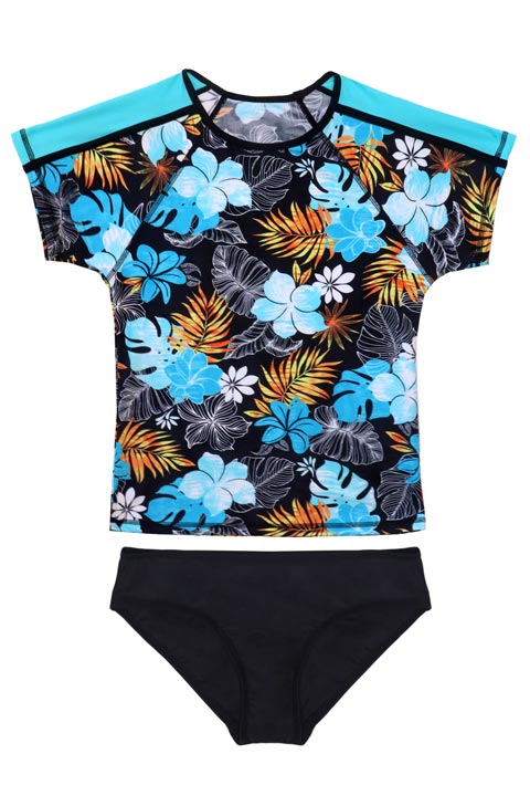 Salty Ink Girls Short Sleeve Rashvest Set - Tropicana