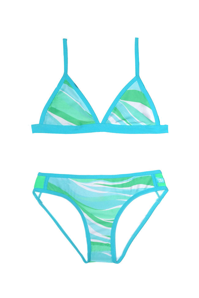 Salty Ink Girls Tri Bikini - Coastal Wave