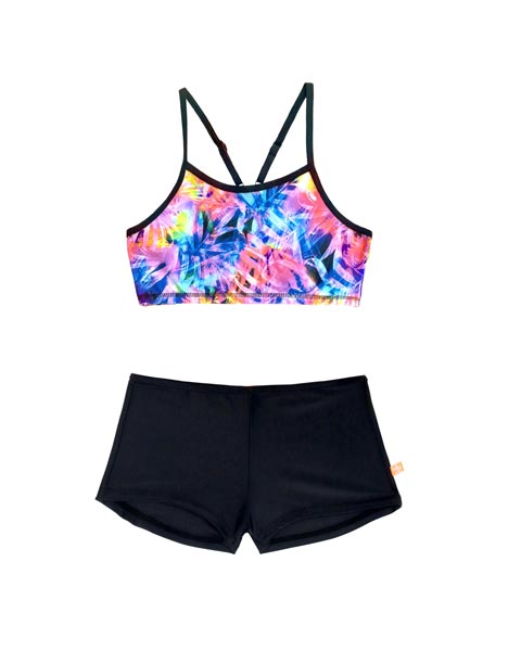 Salty Ink Girls Boyleg Bikini Set Sugar Palm