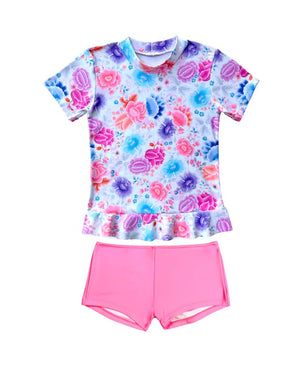 Salty Ink Toddler Girls Short Sleeve Sunvest Set - Miss Peony