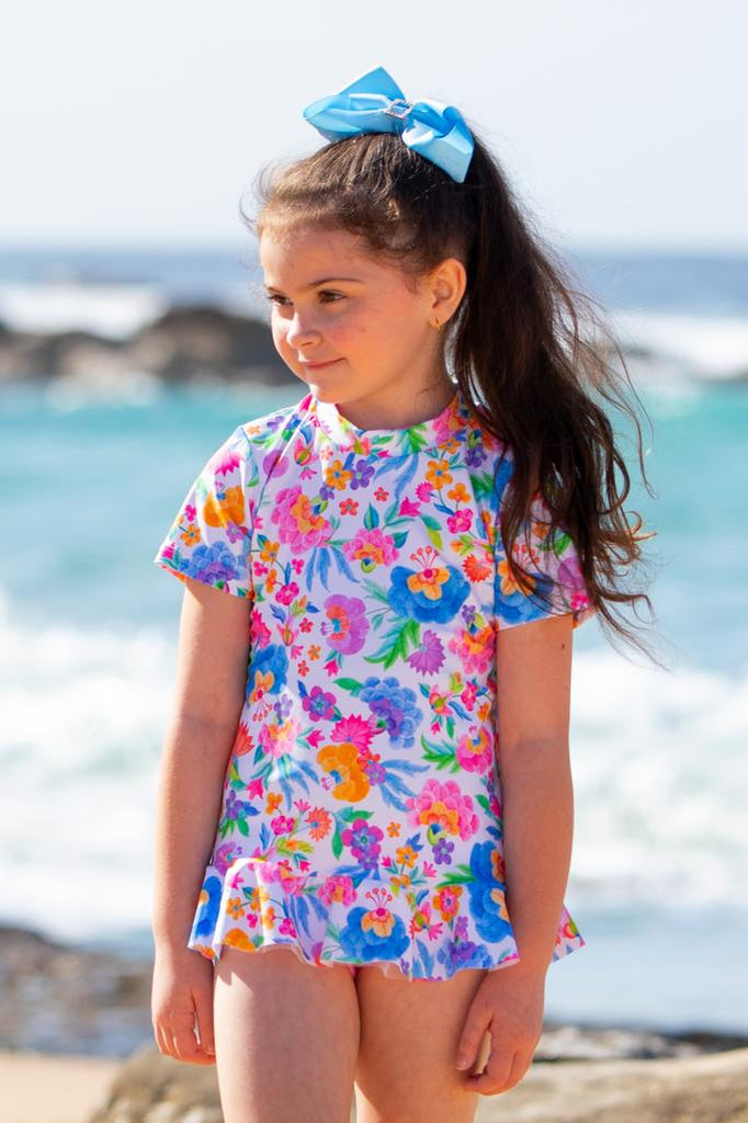 Salty Ink Little Girls Playsuit - Miss Leilani, Splish Splash Swimwear