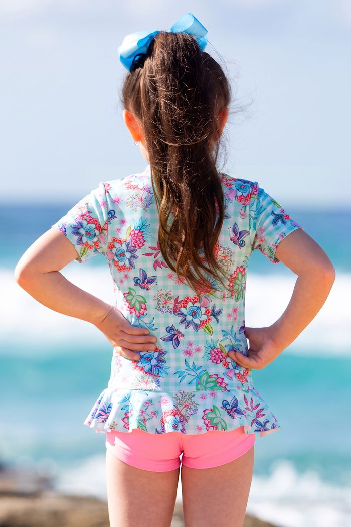 Salty Ink Little Miss S/S Sunvest Set - Miss Minty