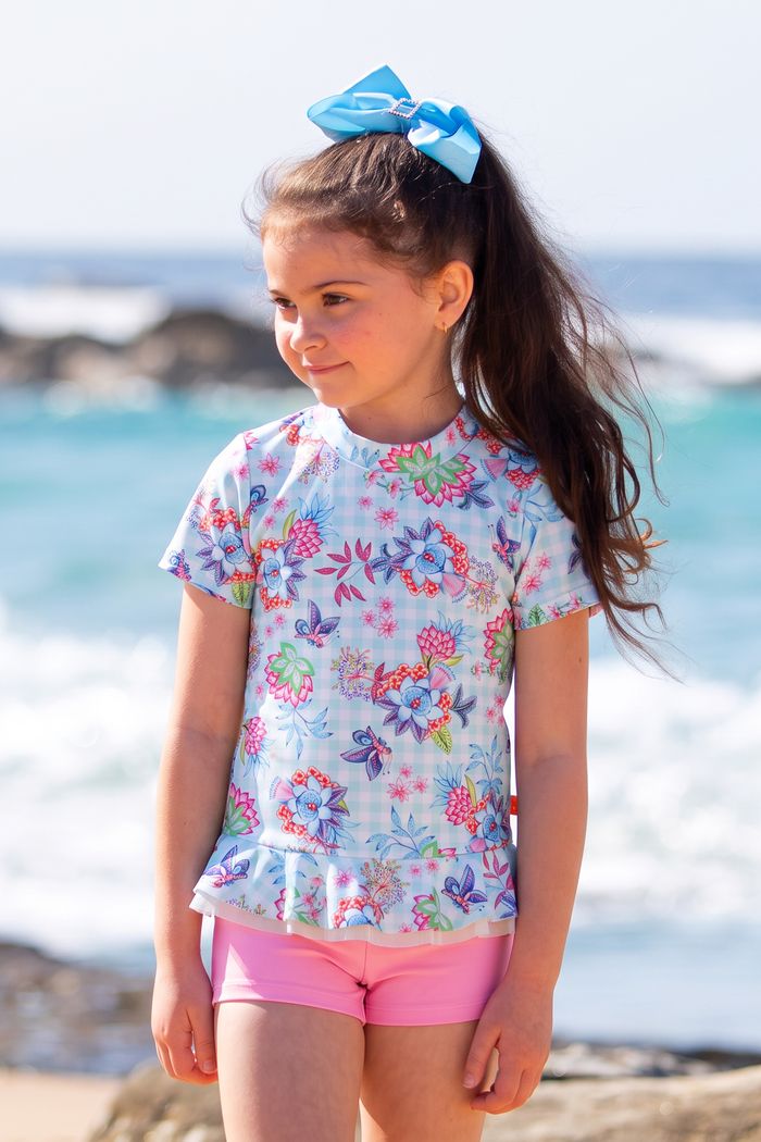 Salty Ink Little Miss S/S Sunvest Set - Miss Minty