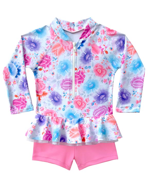 Salty Ink Toddler Girls Long Sleeve Playsuit - Miss Peony