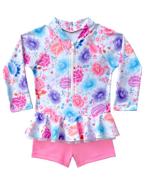 Salty Ink Toddler Girls Long Sleeve Playsuit - Miss Peony