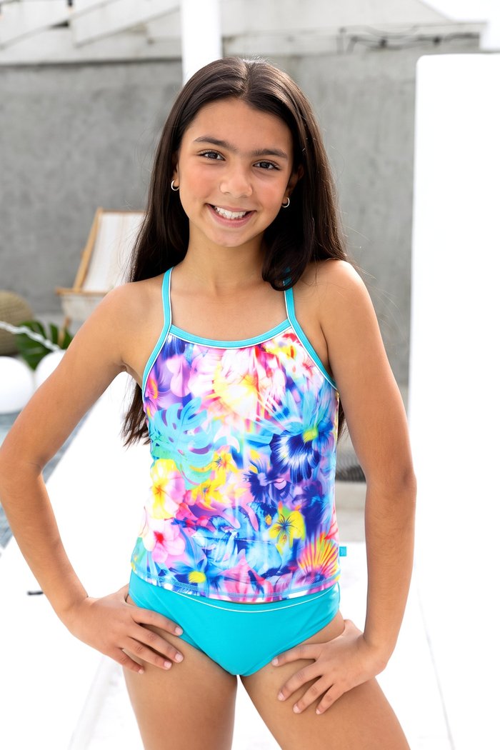 Salty Ink Girls Singlet Bikini - Tropical Haze