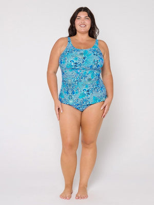 Capriosca High Neck Twist Front Tankini Top - Mermaid