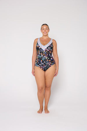 Capriosca V Neck Underwire One Piece - Madeira