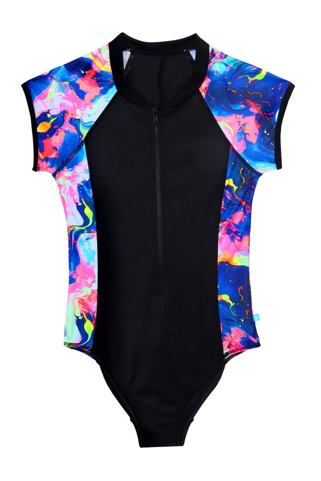 Salty Ink Ladies Short Sleeve Surfsuit - Galaxy