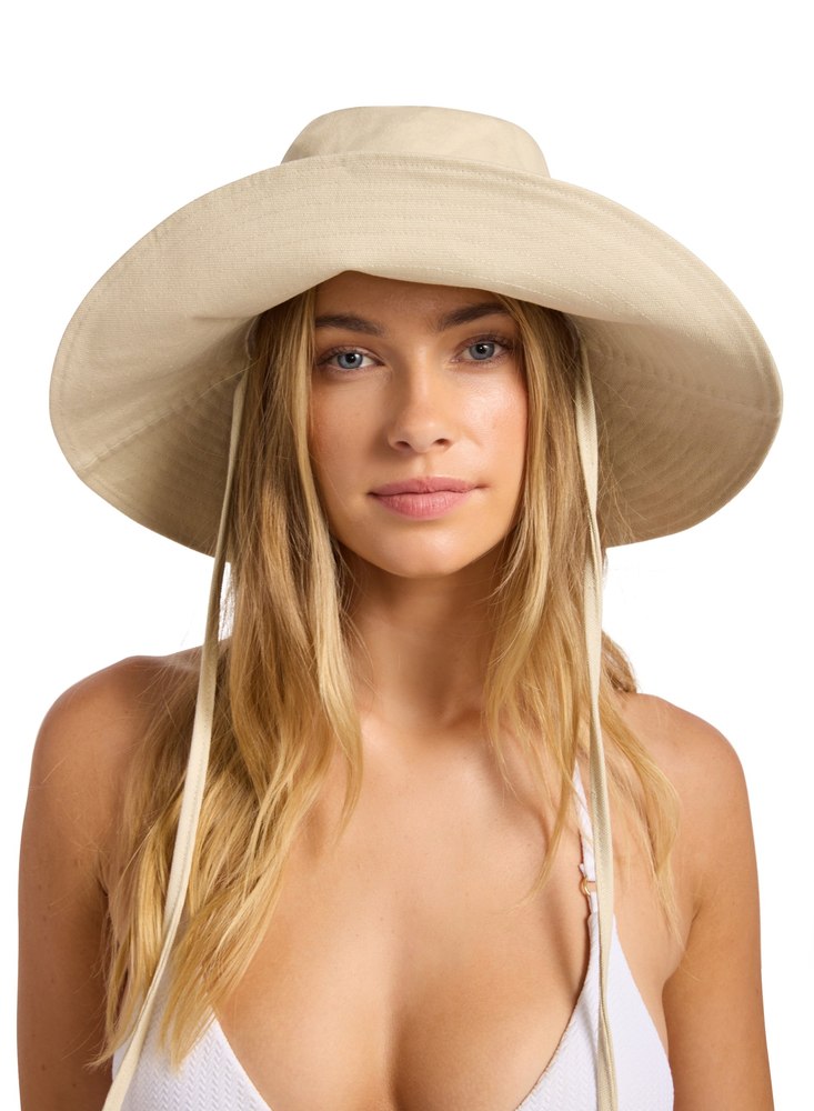 Seafolly Tie Up Bucket Hat - Ecru