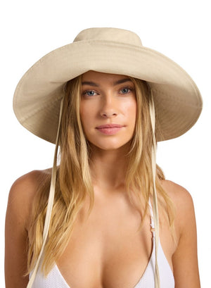 Seafolly Tie Up Bucket Hat - Ecru