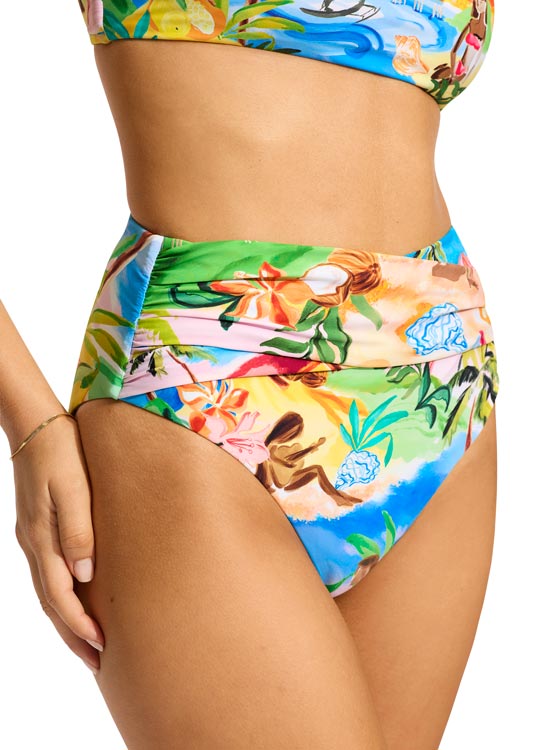 Seafolly High Waist Wrap Front Pant - South Pacific