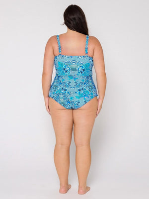 Capriosca High Neck Twist Front Tankini Top - Mermaid