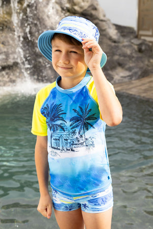 Salty Ink Boys Sunhat - Shipwrecked