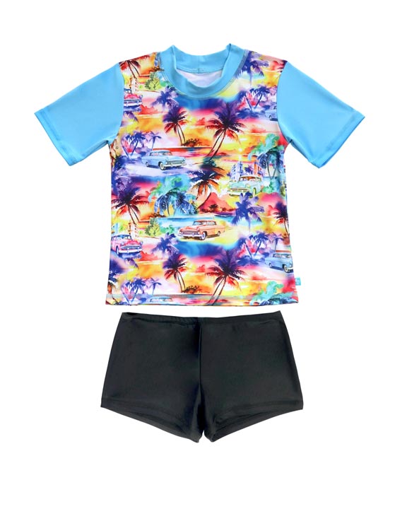 Salty Ink Little Mister Short Sleeve Rashvest Set - Miami Beach