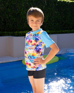 Salty Ink Little Mister Short Sleeve Rashvest Set - Miami Beach