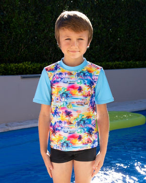 Salty Ink Little Mister Short Sleeve Rashvest Set - Miami Beach