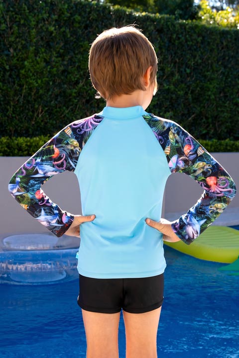 Salty Ink Little Mister Long Sleeve Rashvest Set - Marina Mirage