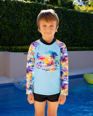 Salty Ink Little Mister Long Sleeve Rashvest Set - Miami Beach