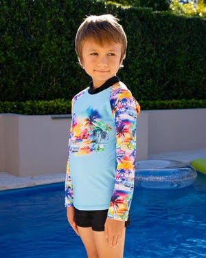 Salty Ink Little Mister Long Sleeve Rashvest Set - Miami Beach