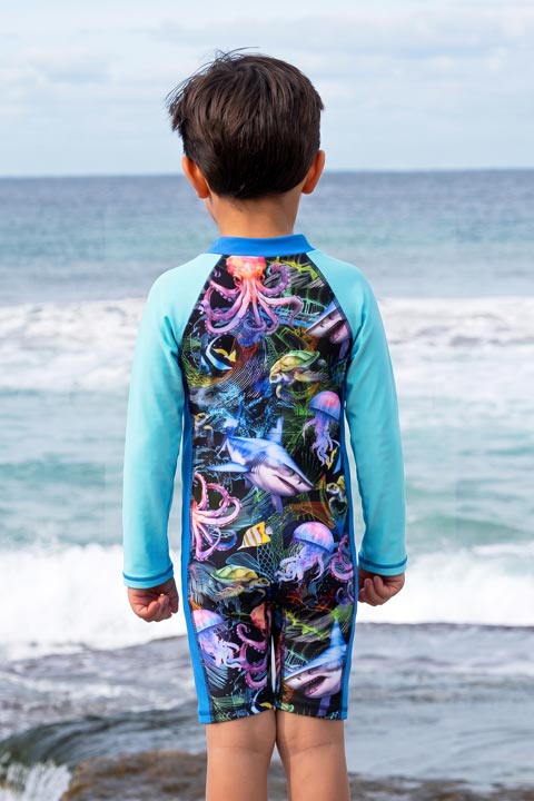 Salty Ink Little Mister Onesie - Marina Mirage
