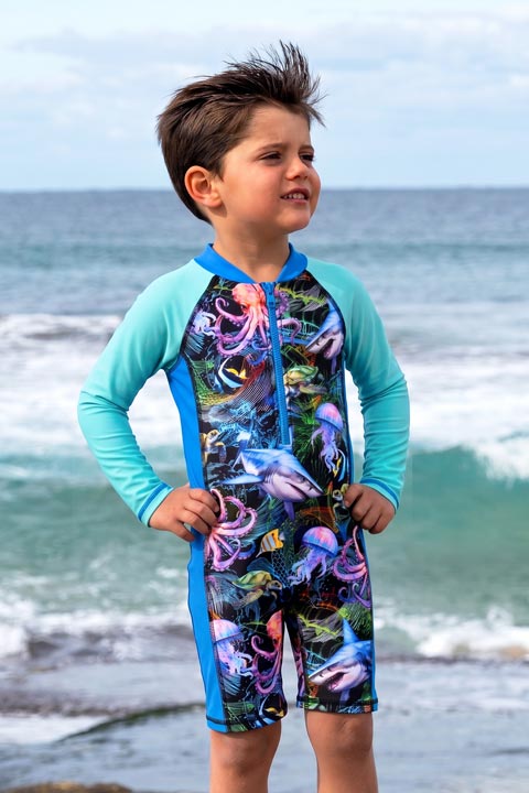Salty Ink Little Mister Onesie - Marina Mirage