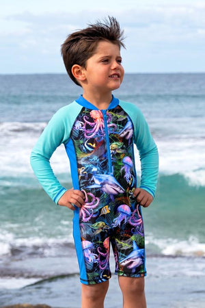 Salty Ink Little Mister Onesie - Marina Mirage