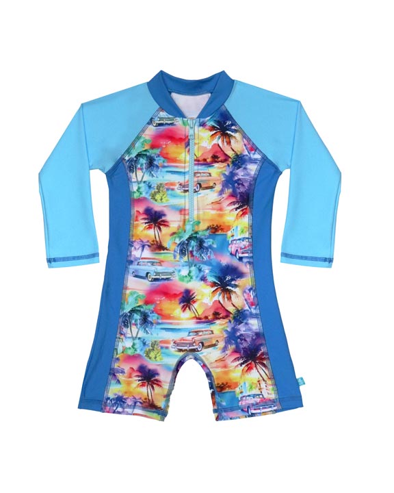 Salty Ink Little Mister Long Sleeve Onesie - Miami Beach