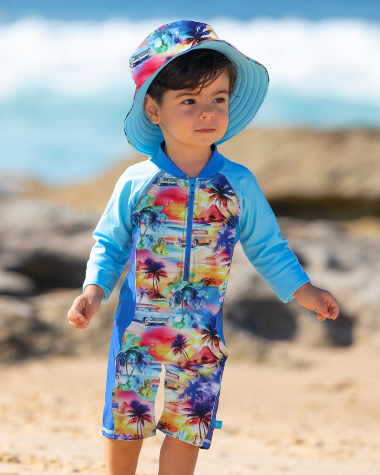 Salty Ink Little Mister Long Sleeve Onesie - Miami Beach