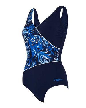 Zoggs Wrap Front Ladies One Piece - Sapphire