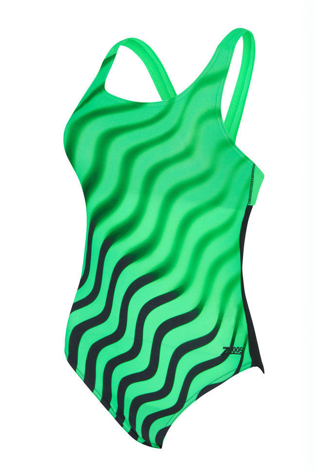 Zoggs Womens Speed Back One Piece - Black Disco