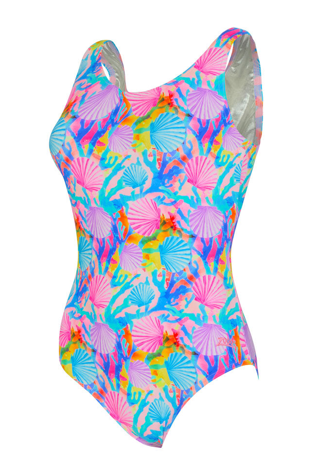 Zoggs Womens Scoop Back One Piece - Crazy Clams