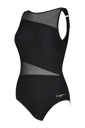 Zoggs Womens Mesh V Back One Piece - Rustique