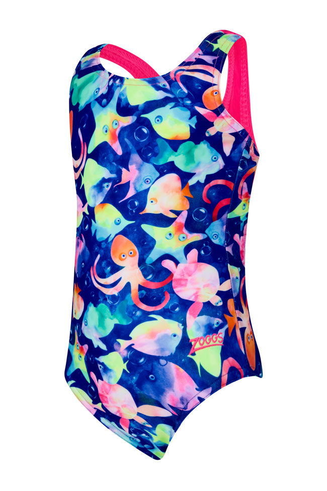 Zoggs Girls Actionback One Piece - Bubbles