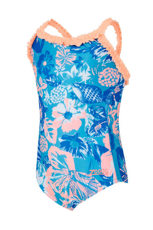 Zoggs Girls Ruffle Crossback One Piece - Bahia