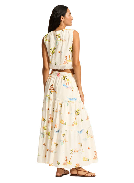 Seafolly Tiered Maxi Skirt - Isla Palm