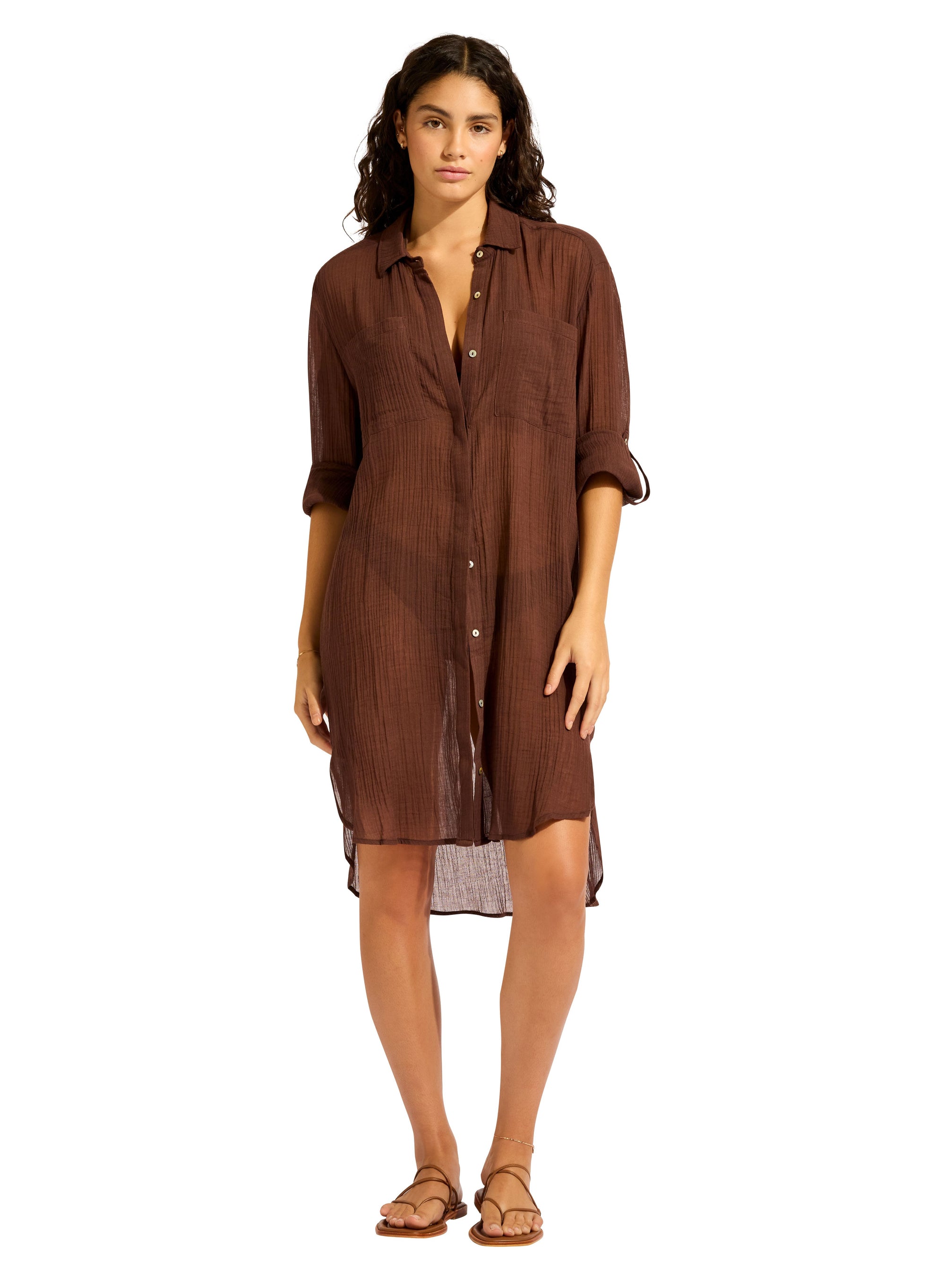 Seafolly Crinkle Twill Beach Shirt - Beach Edit