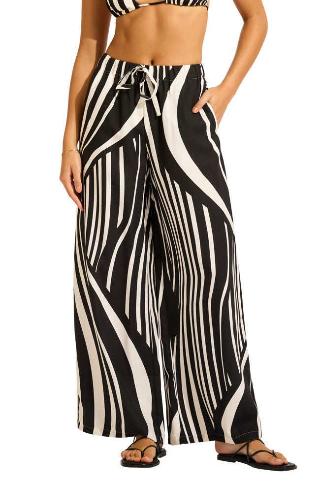 Seafolly Drawcord Wide Leg Pant - Coastline