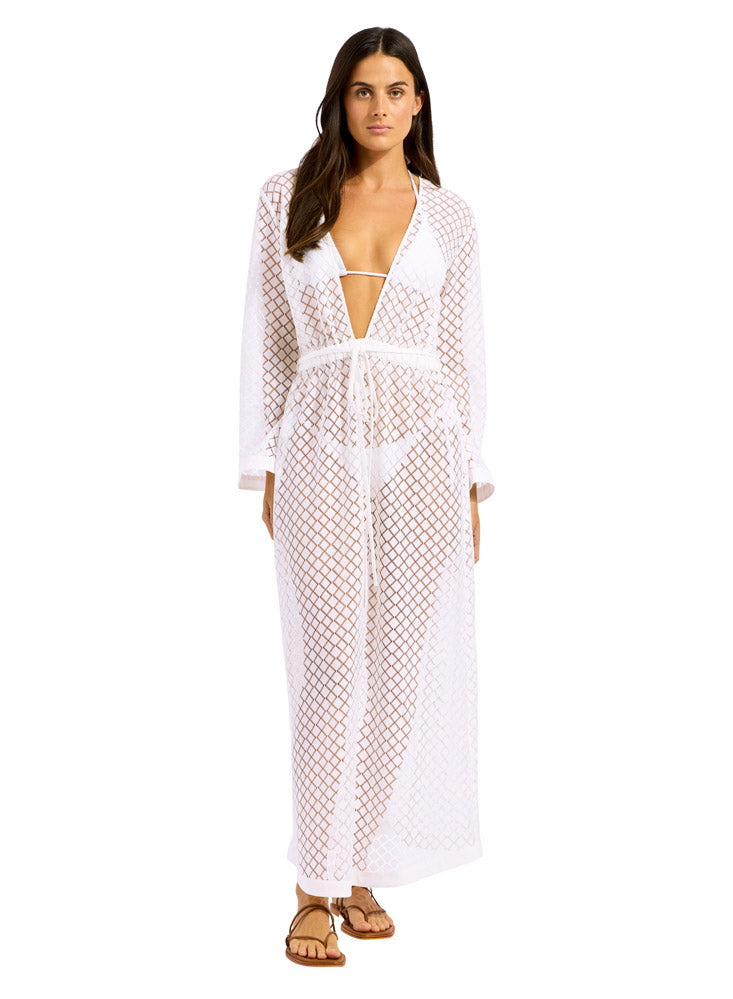 Seafolly Gathered Lace Cover Up - Beach Edit