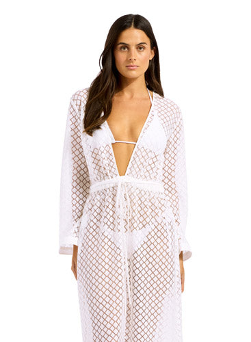 Seafolly Gathered Lace Cover Up - Beach Edit