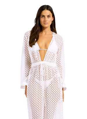 Seafolly Gathered Lace Cover Up - Beach Edit