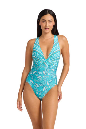 Seafolly Cross Back One Piece - Drift Club Bandana