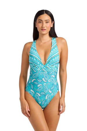 Seafolly Cross Back One Piece - Drift Club Bandana
